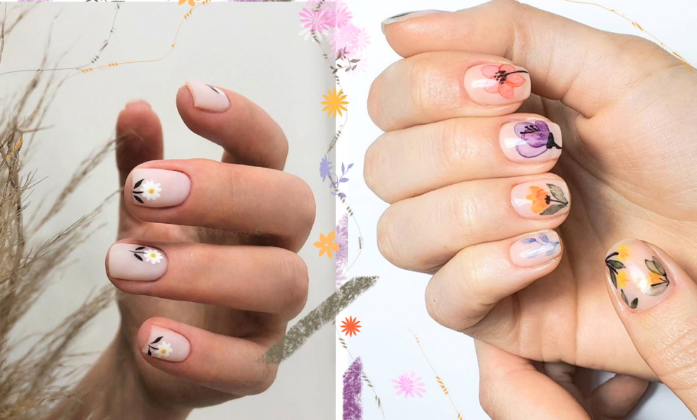 Watercolour Floral Nails - May contain traces of polish